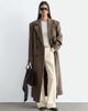 & Other Stories & Other Stories wool double breasted maxi coat with bold shoulder details in beige houndstooth-NEUTRAL - 1