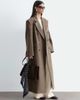 & Other Stories & Other Stories wool double breasted maxi coat with bold shoulder details in beige houndstooth-NEUTRAL - 4