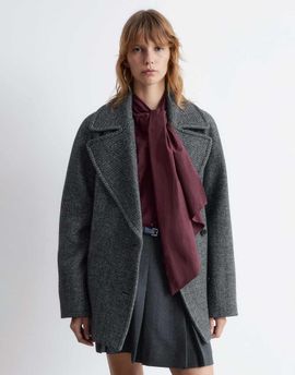 & Other Stories & Other Stories wool herringbone short coat in black
