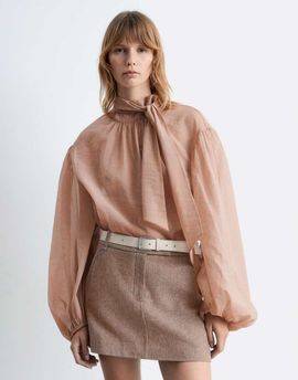 & Other Stories & Other Stories wool mini skirt in brown herringbone plaid