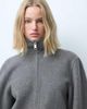& Other Stories & Other Stories wool rich funnel neck jacket with volume sleeve in gray-Brown - 1