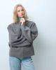 & Other Stories & Other Stories wool rich funnel neck jacket with volume sleeve in gray-Brown - 4