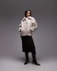 & Other Stories & Other Stories wool rich midi length faux fur jacket in beige-Neutral - 1
