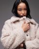 & Other Stories & Other Stories wool rich midi length faux fur jacket in beige-Neutral - 3