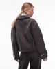 & Other Stories & Other Stories wool rich short twill jacket in dark gray - 2