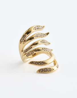 & Other Stories & Other Stories wrap around ring with rhinestone detailing-White