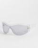 & Other Stories & Other Stories wrap around visor style sunglasses in silver with linen pouch case - 1
