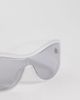 & Other Stories & Other Stories wrap around visor style sunglasses in silver with linen pouch case - 2