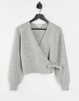 & Other Stories & Other Stories wrap cardigan in light gray melange-Grey