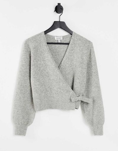 & Other Stories & Other Stories wrap cardigan in light gray melange-Grey