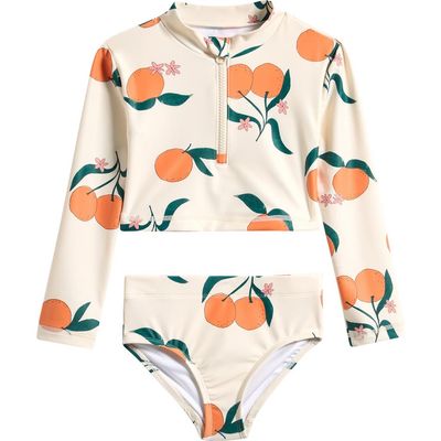 OTTER AVENUE OTTER AVENUE Kids' Long Sleeve Crop Two-Piece Rashguard Swimsuit