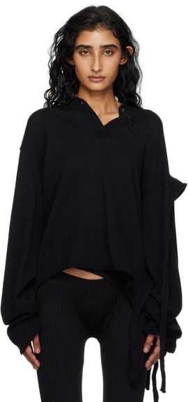 Ottolinger - Knitted Strappy Long Sleeve Top - Black