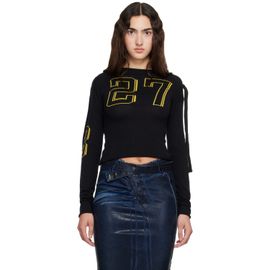 Ottolinger Ottolinger Black Knit Strappy Longsleeve T-shirt