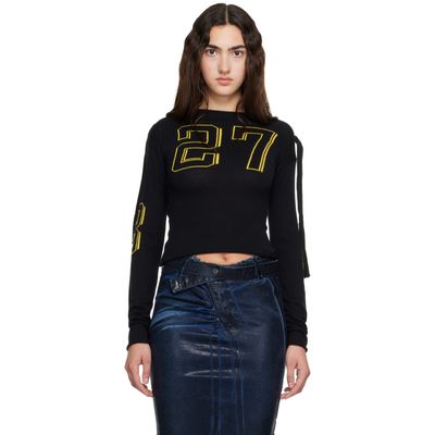 Ottolinger Ottolinger Black Knit Strappy Longsleeve T-shirt