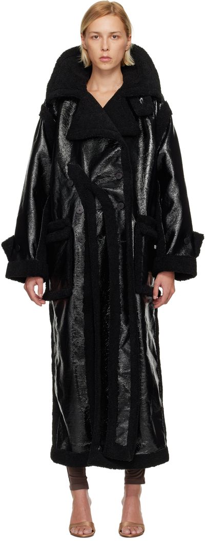 Ottolinger Ottolinger Black Oversized Split Faux-Shearling Coat