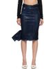 Ottolinger Ottolinger Blue Glazed Denim Midi Pencil Skirt - 1