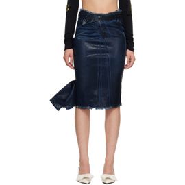 Ottolinger Ottolinger Blue Glazed Denim Midi Pencil Skirt