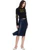 Ottolinger Ottolinger Blue Glazed Denim Midi Pencil Skirt - 4