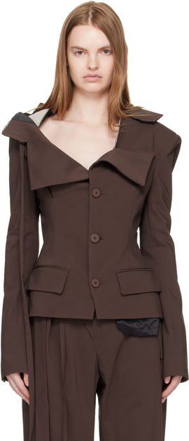 Ottolinger Ottolinger Brown Off-Shoulder Blazer
