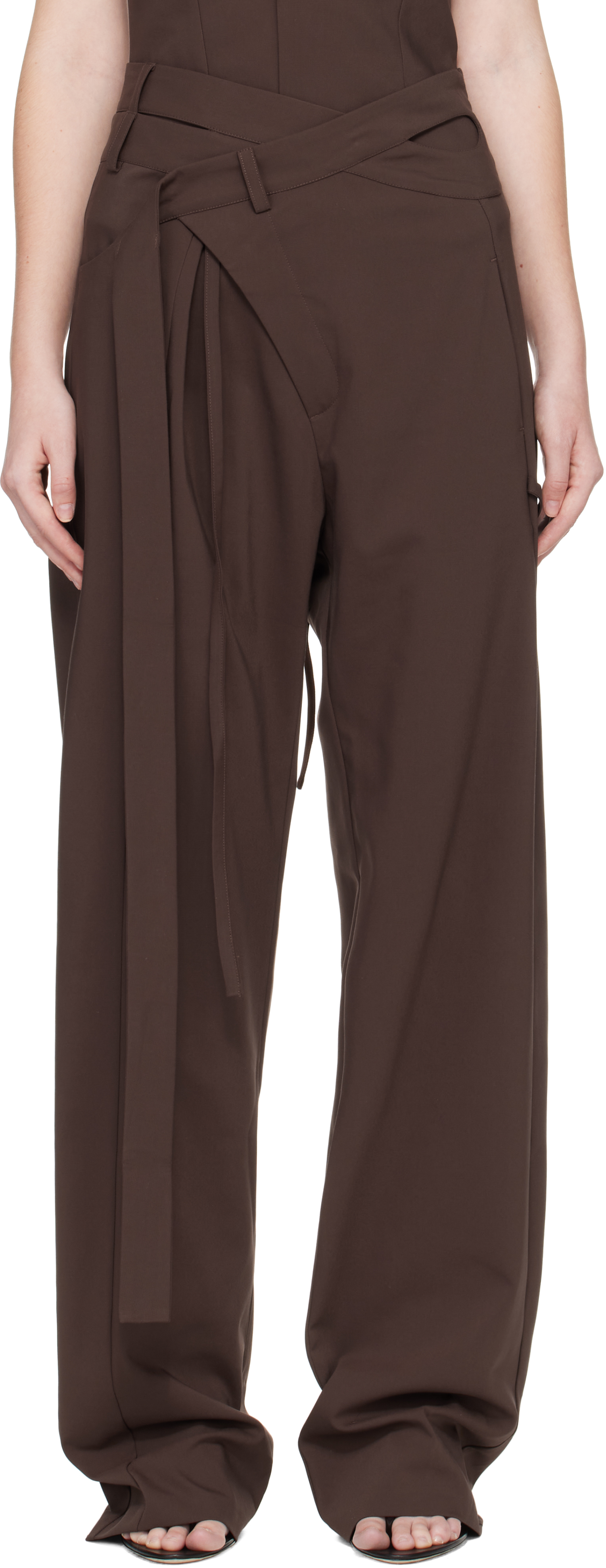 Ottolinger - Brown Signature Wrap Suit Pants