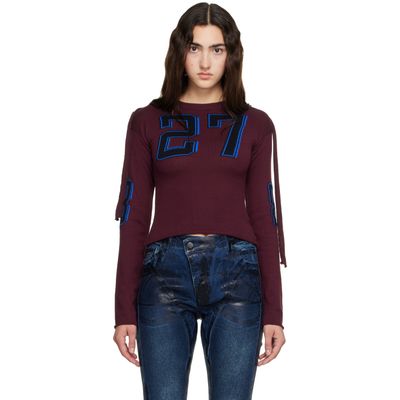 Ottolinger Ottolinger Burgundy Knit Strappy Longsleeve T-shirt