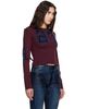 Ottolinger Ottolinger Burgundy Knit Strappy Longsleeve T-shirt - 2