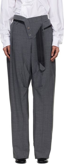 Ottolinger Ottolinger Gray Strapped Baggy Suit Trousers