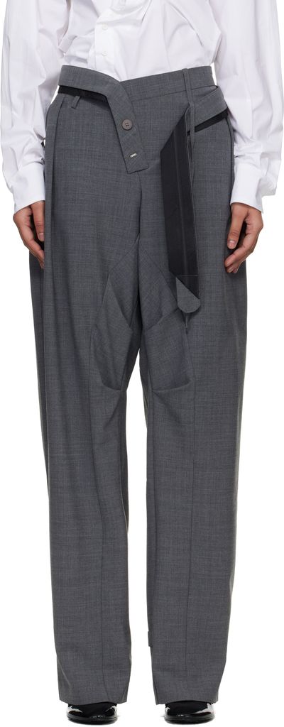 Ottolinger Ottolinger Gray Strapped Baggy Suit Trousers