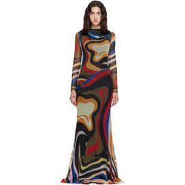 Ottolinger Ottolinger Multicolor Mesh Longsleeve Maxi Dress