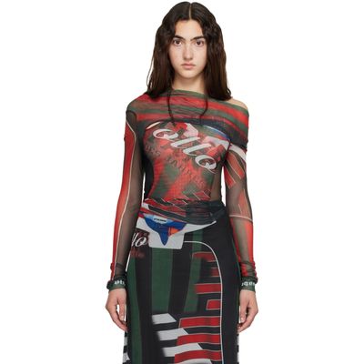 Ottolinger Ottolinger Multicolor Mesh Twisted Longsleeve T-shirt