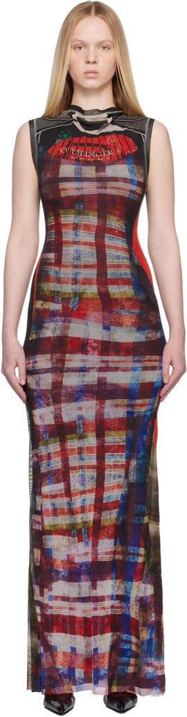 Ottolinger Ottolinger Red & Black Mesh Maxi Dress