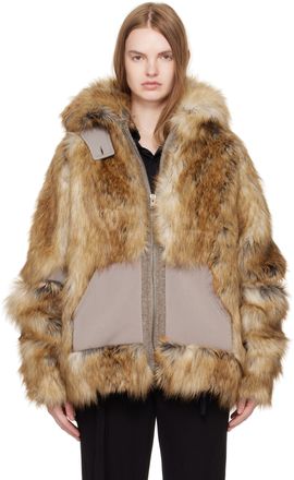 Ottolinger Ottolinger Tan Oversized Furry Multiline Jacket