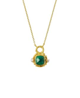 Ottoman Hands Ottoman Hands Esther Emerald And Pearl Pendant Necklace