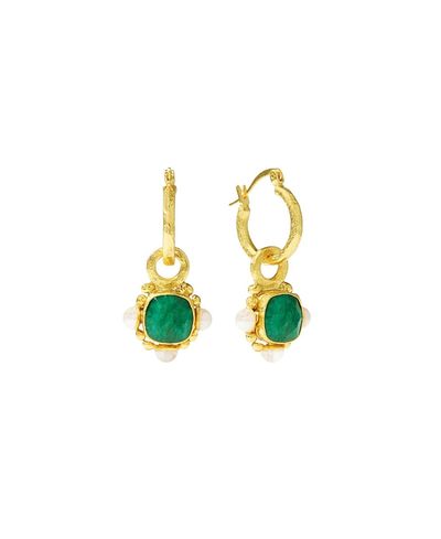 Ottoman Hands Ottoman Hands Esther Pearl Drop Hoop Earrings