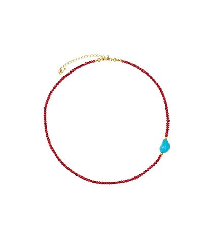 Ottoman Hands Ottoman Hands Felice Red Jade and Turquoise Beaded Necklace