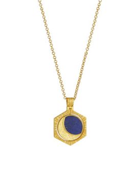 Ottoman Hands Ottoman Hands Lapis Moon Rotating Pendant Necklace