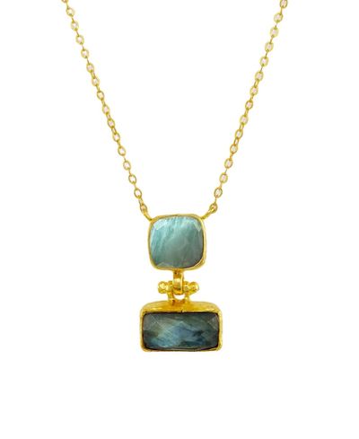 Ottoman Hands Ottoman Hands Nerissa Labradorite and Aqua Chalcedony Pendant Necklace