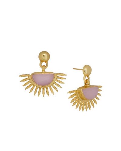 Ottoman Hands Ottoman Hands Sunrise Rose Quartz Drop Stud Earrings