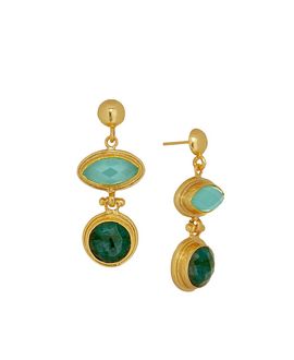 Ottoman Hands Ottoman Hands Women's Melis Aqua and Emerald Drop Earrings