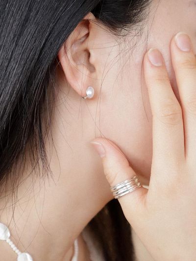 OudStudio Pearl Sterling Silver One-touch Earring