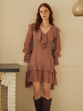 ouel CAPE RUFFLE MINI DRESS_PALE PINK