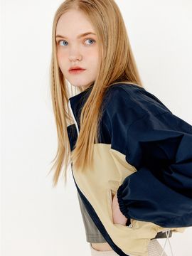 ouel Color Block Windbreaker_Navy