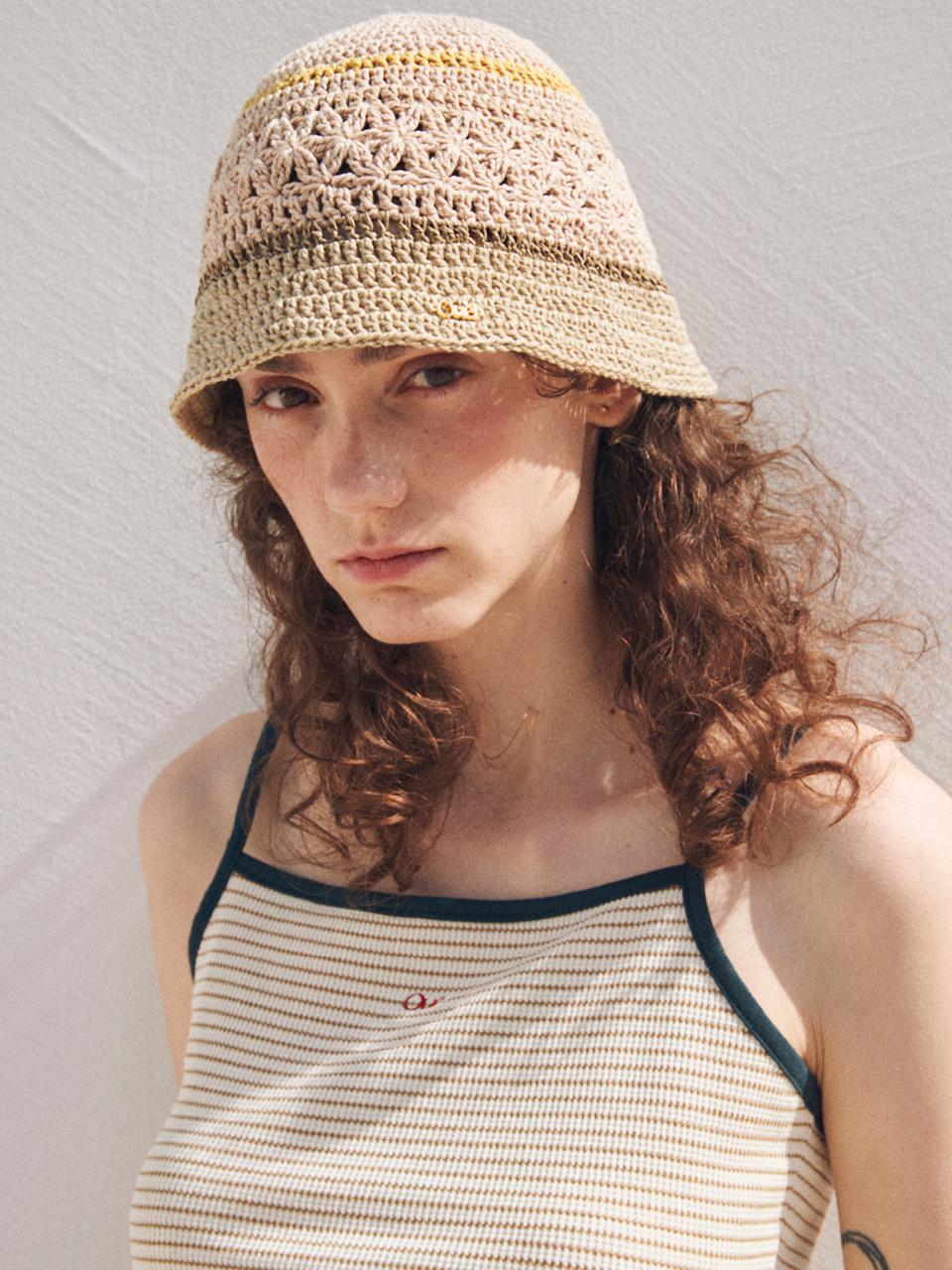ouel Crochet Knit Bucket Hat_Beige