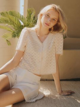 ouel Short Sleeved Cardigan_Cream