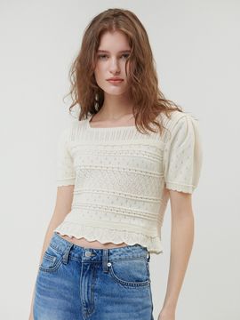 ouel Square Neck Half Sleeve Sweater