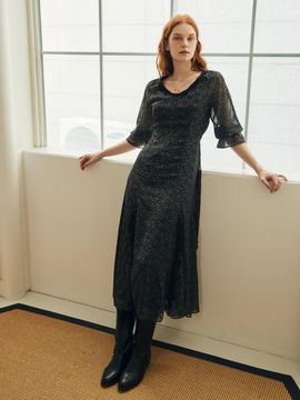 ouel TAIL RUFFLE OUEL LINE DRESS_BLACK