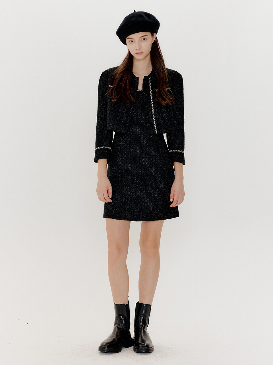 ouel Tweed Short Jacket (Black)