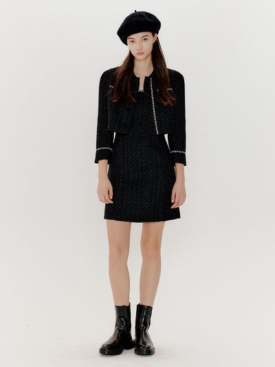 ouel Tweed Short Jacket (Black)