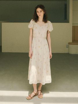 ouel Wide Round Neck Long Dress_Sand Beige