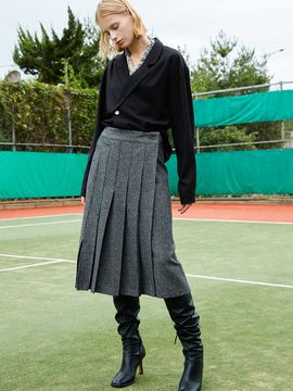 Oui mais non Herringbone Wool Skirts